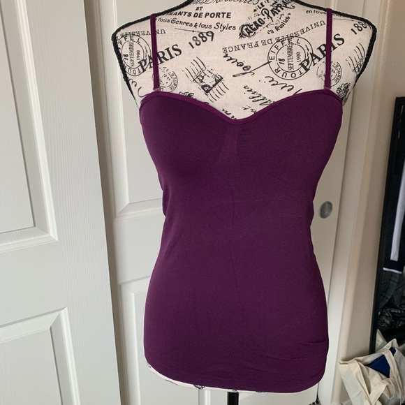 Ambiance Tops - Plum Purple Camisole with Bra insert